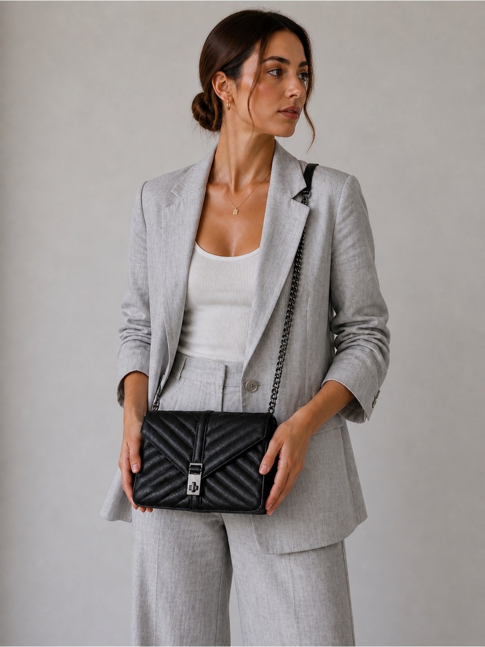 Botkier Black Quilted Leather mini Crossbody Bag